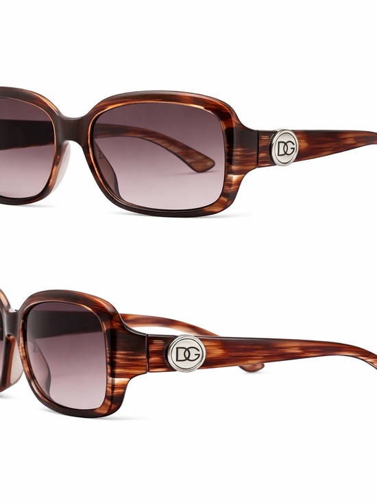 Dolce & Gabbana Accessories - Dolce & Gabbana DG Oversized Square Sunglasses Brown Tortoise Logo Women’s Italy